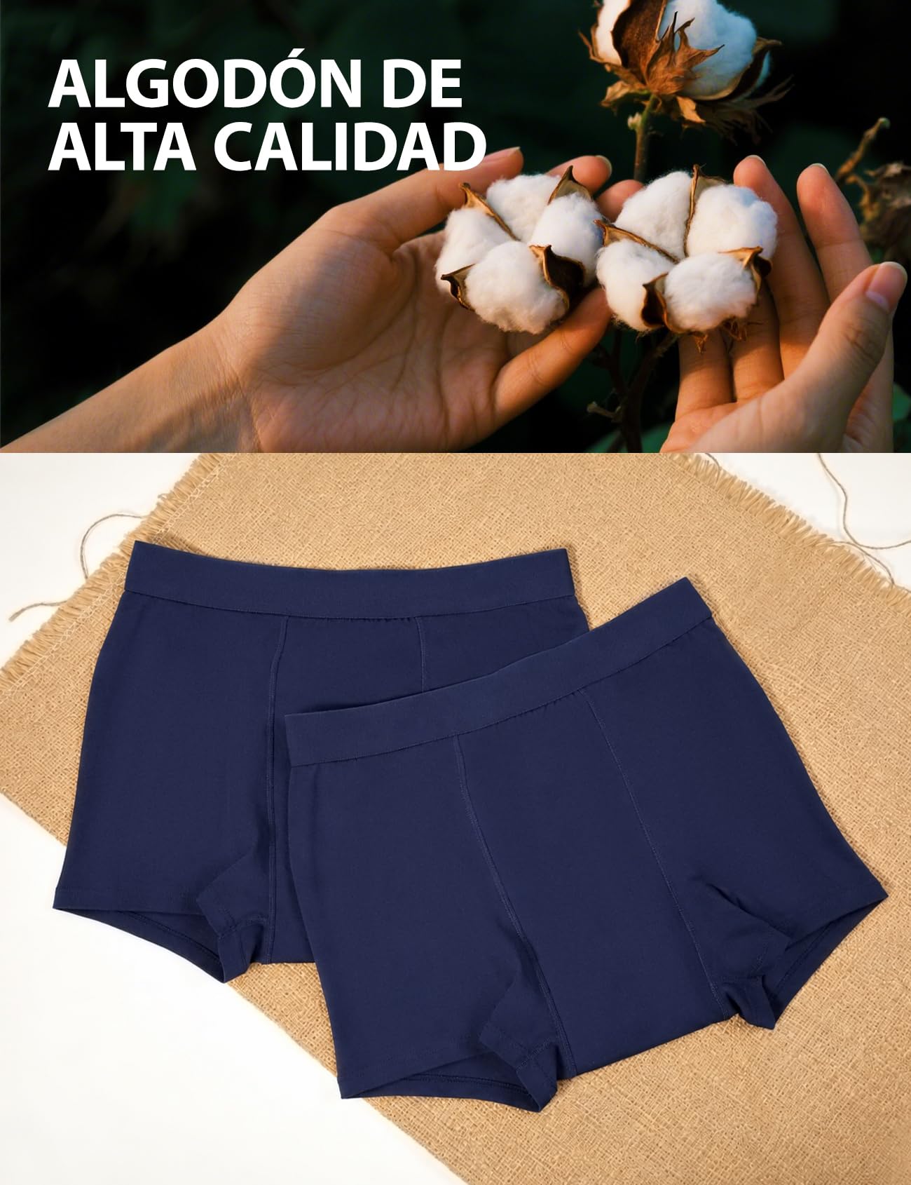 Carer Pack de 3 Calzoncillos Bóxer para Incontinencia Hombre 250 ml de Absorción, Ropa Interior de Algodón Suave y Transpirable Lavable y Reutilizable Protección Antifugas Azul Talla XL