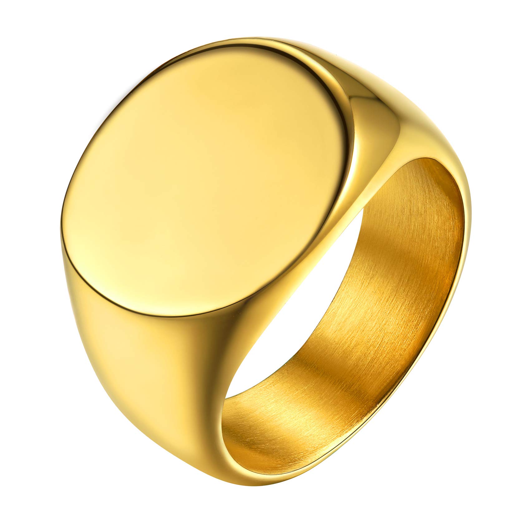 GOLDCHIC JEWELRY Anillo Sello Mujer Fino, Redondo, Grabados Personalizables, Dos Tonos, Incluye Caja de Regalo