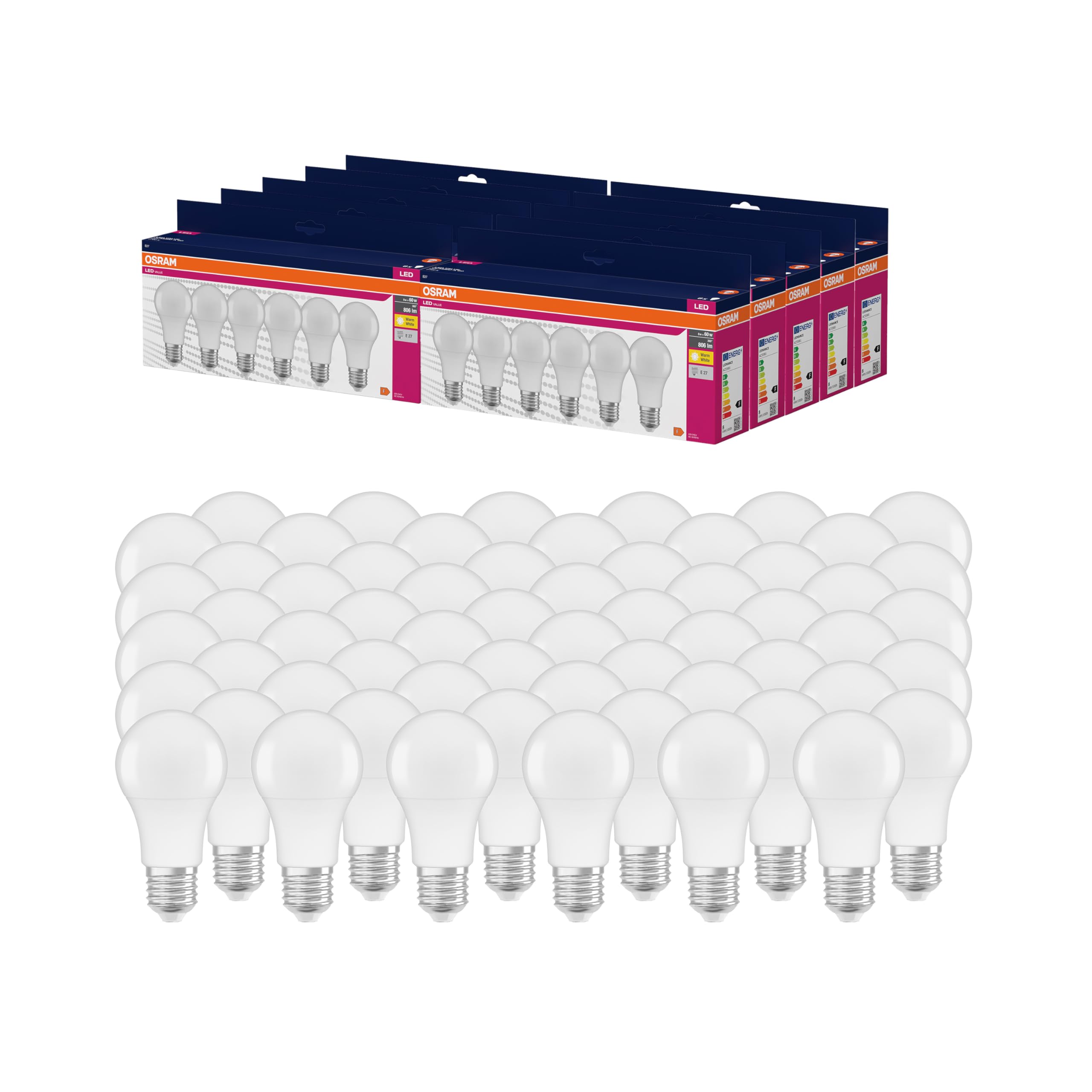 OSRAM LED Star VALUE A60, paquete de 60 bombillas, reemplaza bombillas