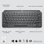 Logitech MX Keys Mini, Compact, Bluetooth, Backlit, USB-C, Compatible with Apple macOS, iOS, Windows, Linux, Android, Metallic Construction - Graphite