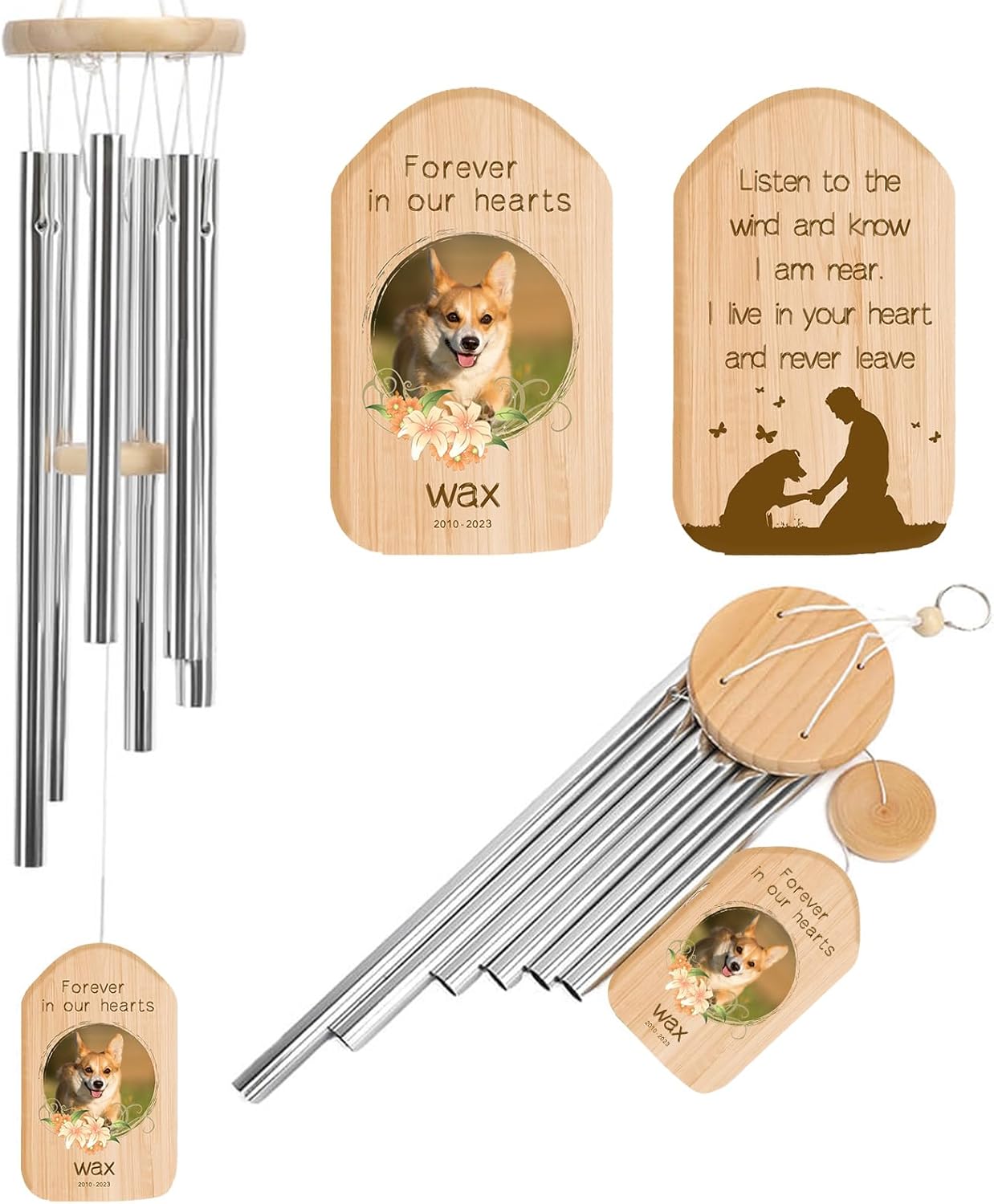 Personalized Pet Memorial Wind Chime，Custom Pet Loss Wind Chime Pet Memorial Gifts for Dogs,Bereavement Gift Dog Sympathy Wind Chime，Personalized Wind Chimes for Dog Cat Pet Loss Gift F (dog3)