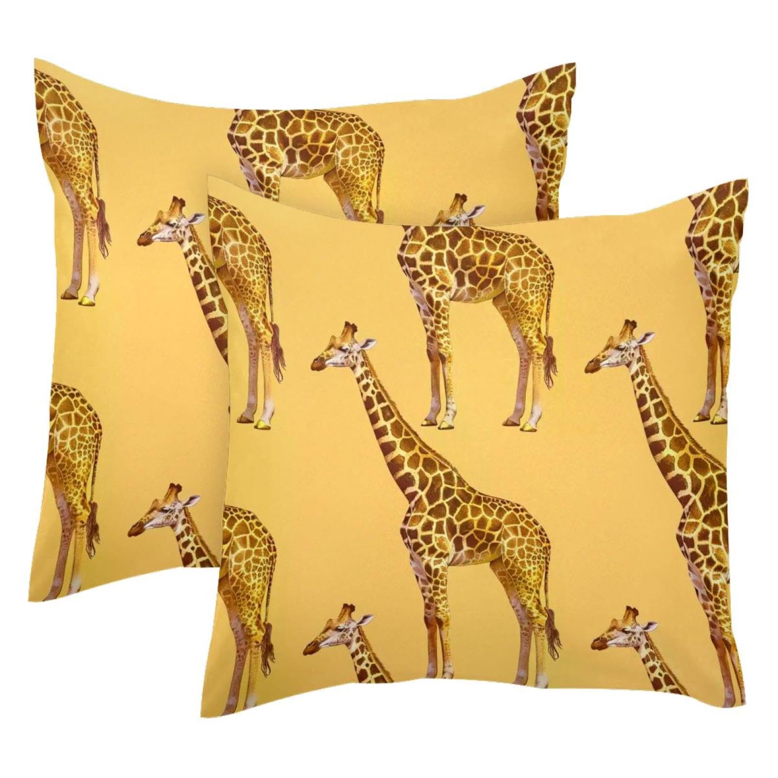 Housse de coussin velours jaune motif girafe 50x50抗 déformation