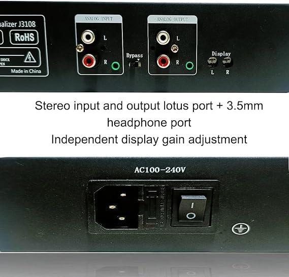 31-Brand Graphic Equalizer, Music Audio Spectrum Analyzer with Full-Color Display, Dual 15-Segment Synchronous Adjustment Gain Reaches +-30DB, for Stage KTV Performance Bar