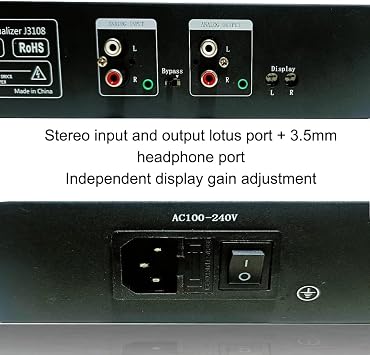 31-Brand Graphic Equalizer, Music Audio Spectrum Analyzer with Full-Color Display, Dual 15-Segment Synchronous Adjustment Gain Reaches +-30DB, for Stage KTV Performance Bar