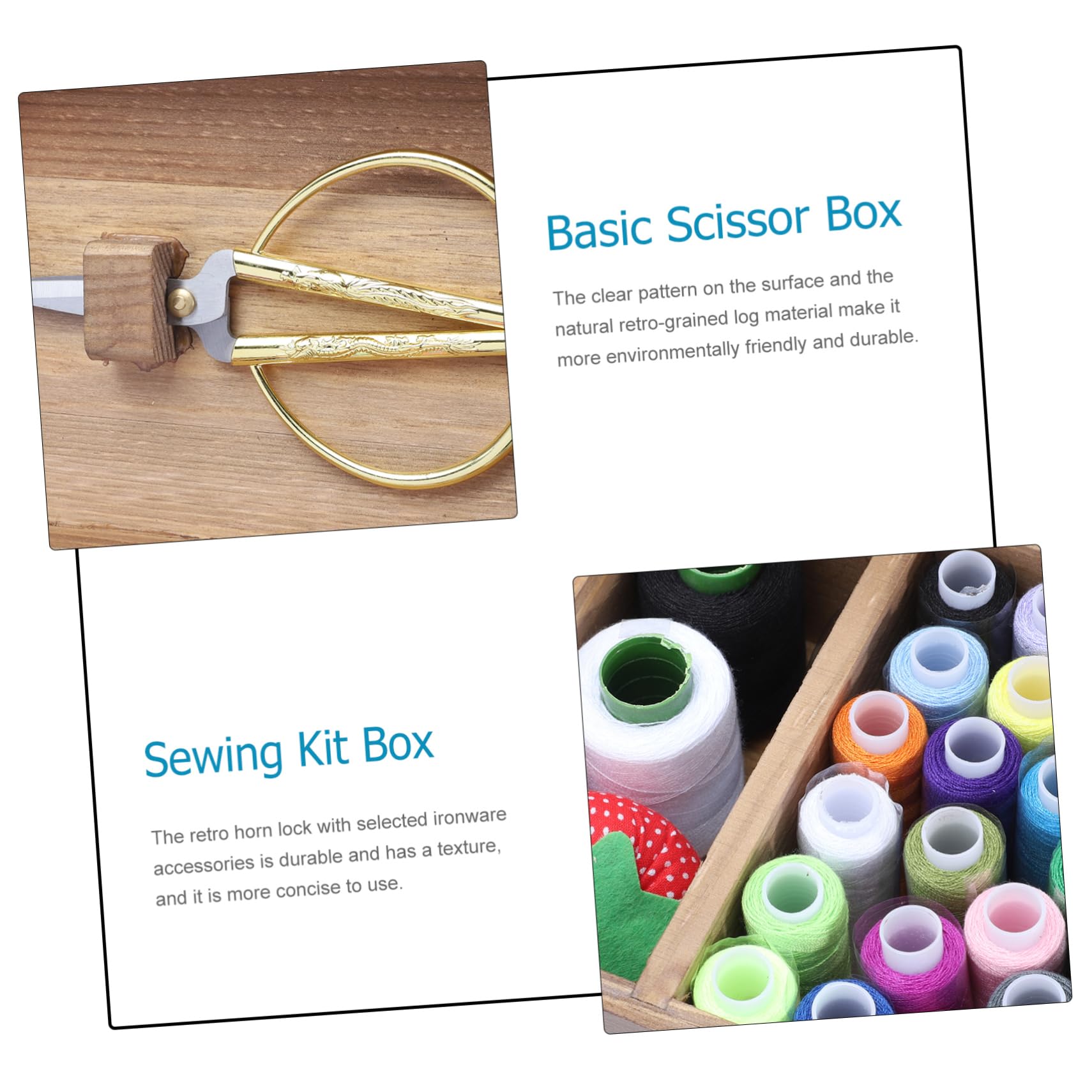 SHINEOFI 1set Scatola per Filo e Ago Legno Retro Kit da Cucito Completo per Casa Contenitore Organizzatore per Attrezzi di Cucito Accessori Fai Te Inclusi Materiale Naturale e Sicuro per