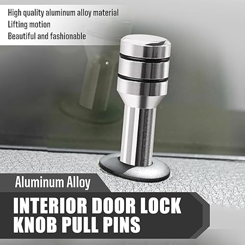 Miniatura 3 de jokormo Kit de 4 pestillos para puerta de automóvil, 1.93 x 0.47 pulgadas, aleación de color sólido, perilla de bloqueo de puerta interior,