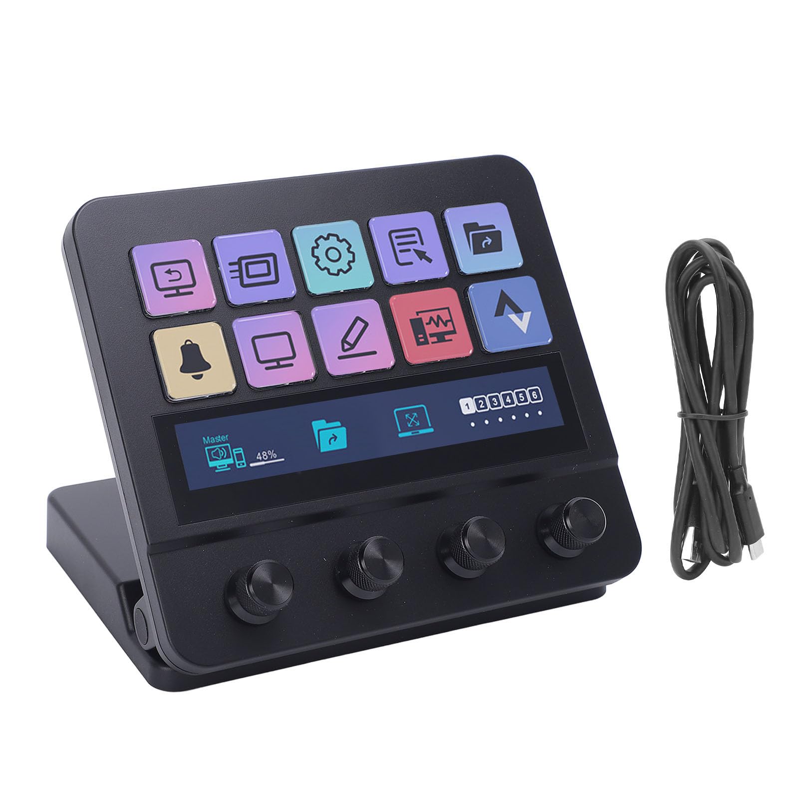Fabater Controller di Streaming con 10 Tasti LCD Personalizzabili per Streaming e Giochi Ad Alta Efficienza Ideale per i Creativi ABS e Metallo