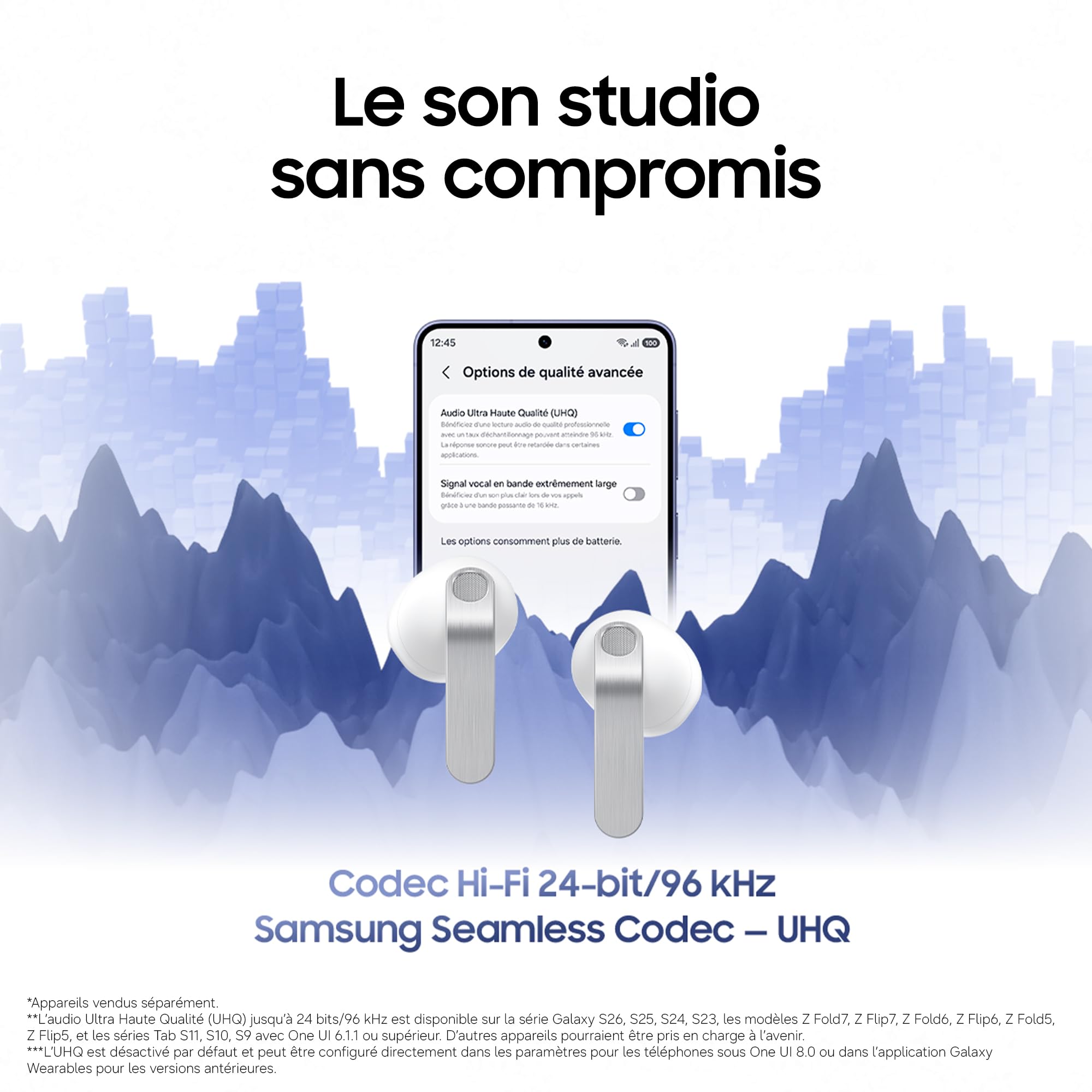 Samsung Galaxy Buds4, Écouteurs Bluetooth sans Fil, Haut-Parleur Dynamique, Codec Hi-FI, Appels Ultra clairs, Audio 360, Réduction de Bruit Adaptative, Chargeur Secteur Inclus, Noir