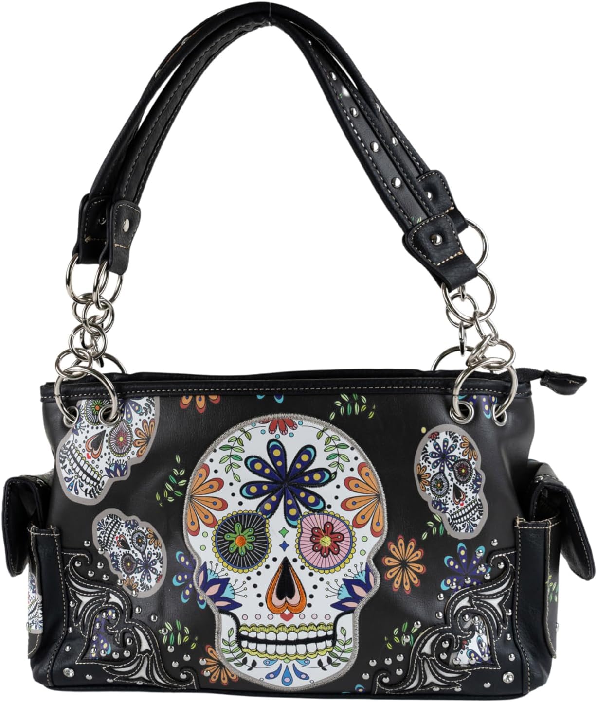 Briomhar Sugar Skull Goth Purse for Women - Day of the Dead Conceal Carry Handbag
