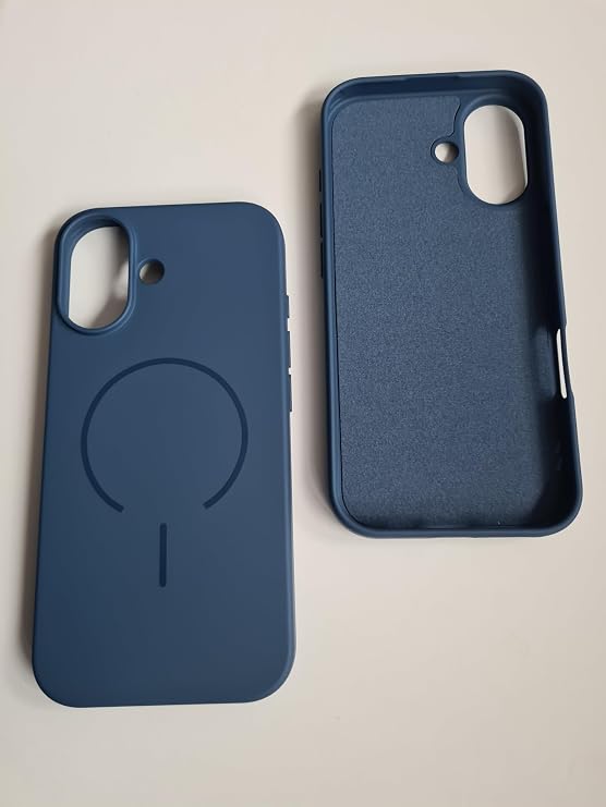 More Gsm iPhone 16 için Manyetik, Magsafe ile Uyumlu Lansman, Darbeye Dayanıklı Kadife İç Yüzeyli Wireless Kablosuz Sarj Özellikli Esnek Silikon Kılıf (Lacivert)