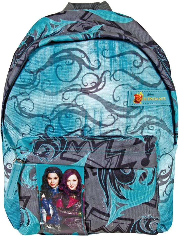Small backpack with front pocket featuring Mal & Evie Descendants prints from the Walt Disney Pictures movies - Acquamarine - Dimensions: 31x22x10 cm