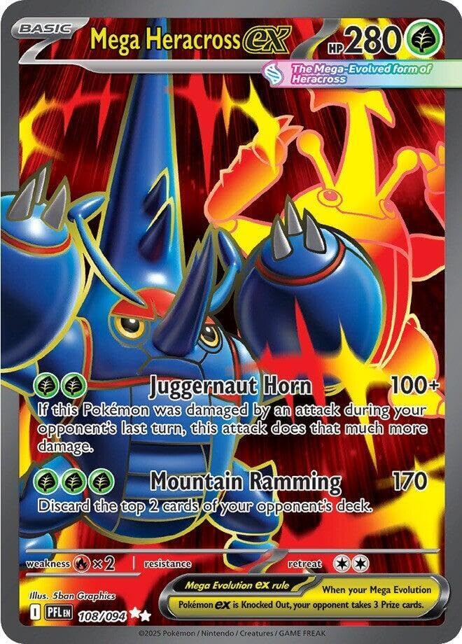 Pokemon - Mega Heracross ex - 108/094 - ME02: Phantasmal Flames (PFL) - Ultra Rare - Full Art - Single Card