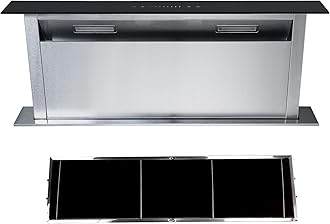Cookology Downdraft Cooker Hood, Built-into Island Worktop Extractor Fan & Recirculating Carbon Filter (90cm, Stainless Steel)