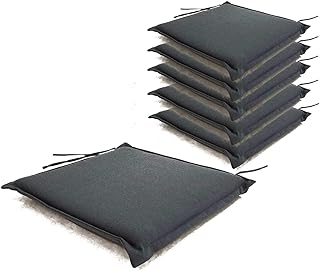 Edenjardi Pack 6 Cojines para sillas de jardín estándar Olefin Color Gris, Tamaño 40x42x3 cm, No Pierde Color, Desenfundable