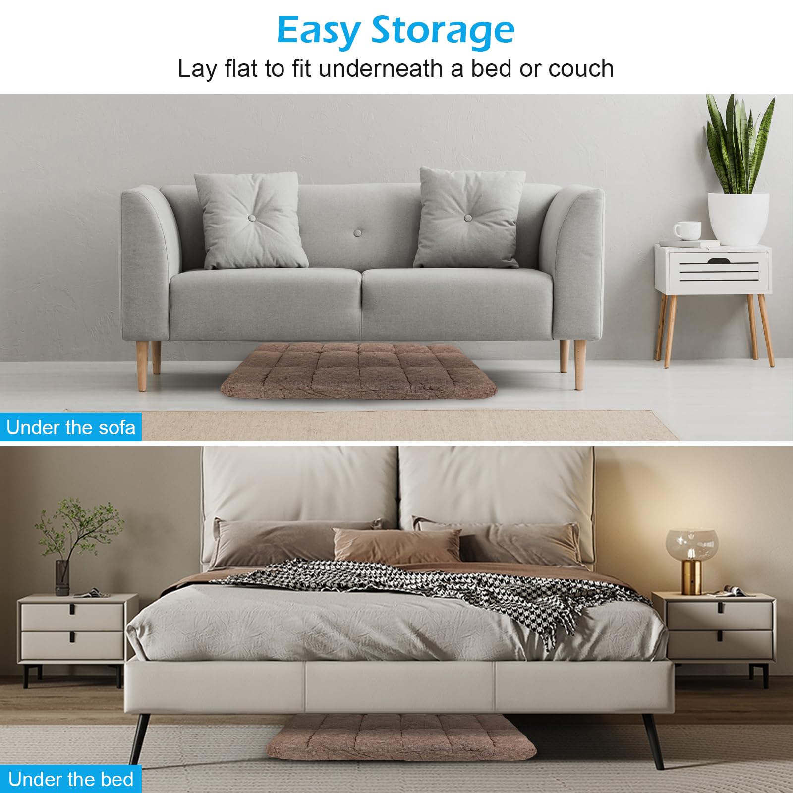 Silla plegable de suelo, sofá cama ajustable, silla acolchada portátil con soporte de respaldo para leer, descansar y jugar (marrón), NUM-TEL0977-1-UK-FBA-XBB