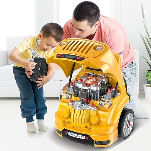 Miniatura 8 de SpringFlower - Juguetes y regalos para niños de 3, 4, 5, 6, 7, 8 años, motor de camión grande, juego de reparación mecánica para niños, kit de