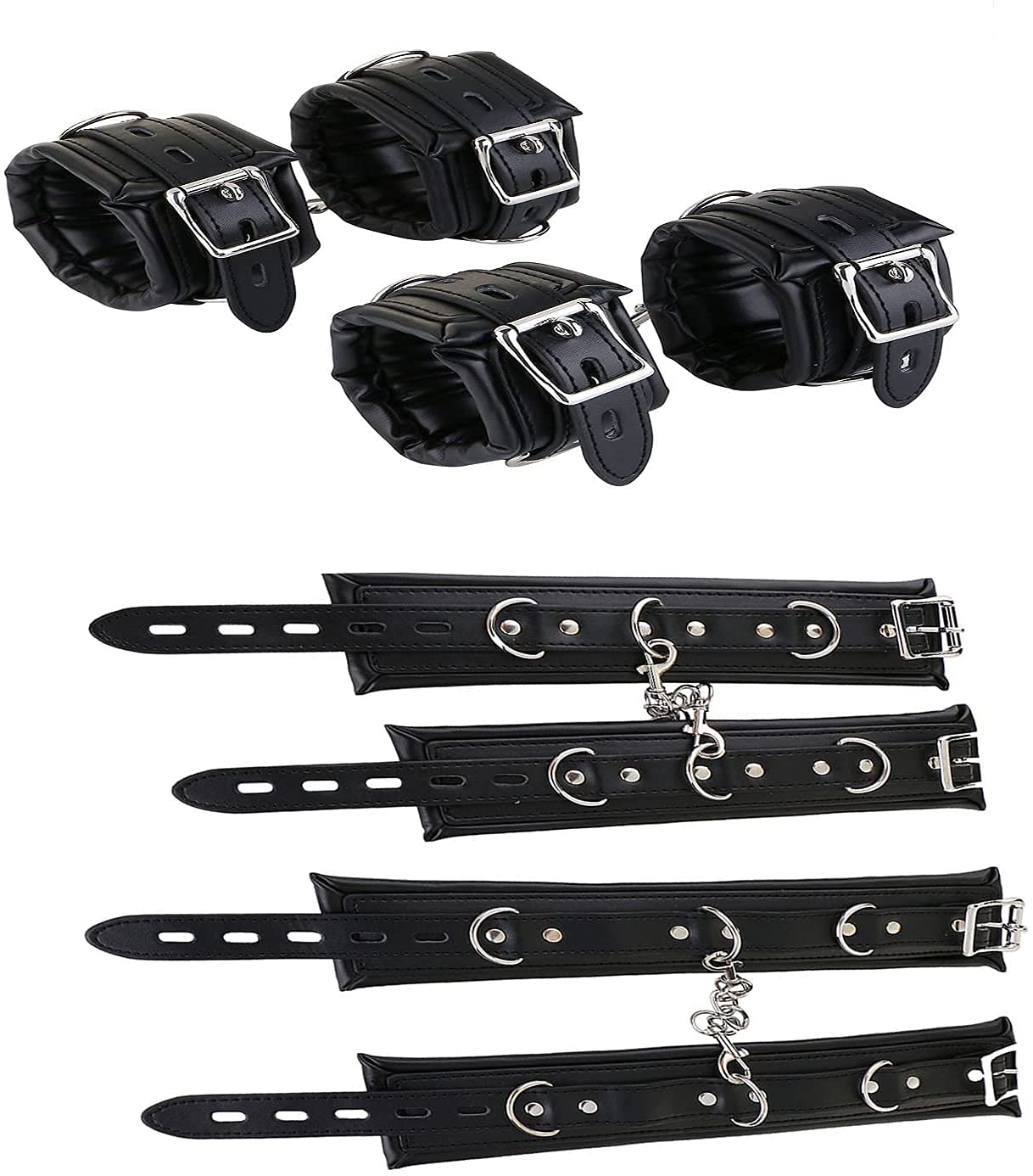Menottes pour mains et chevilles avec barre d'écartement réglable pour bondage BDSM