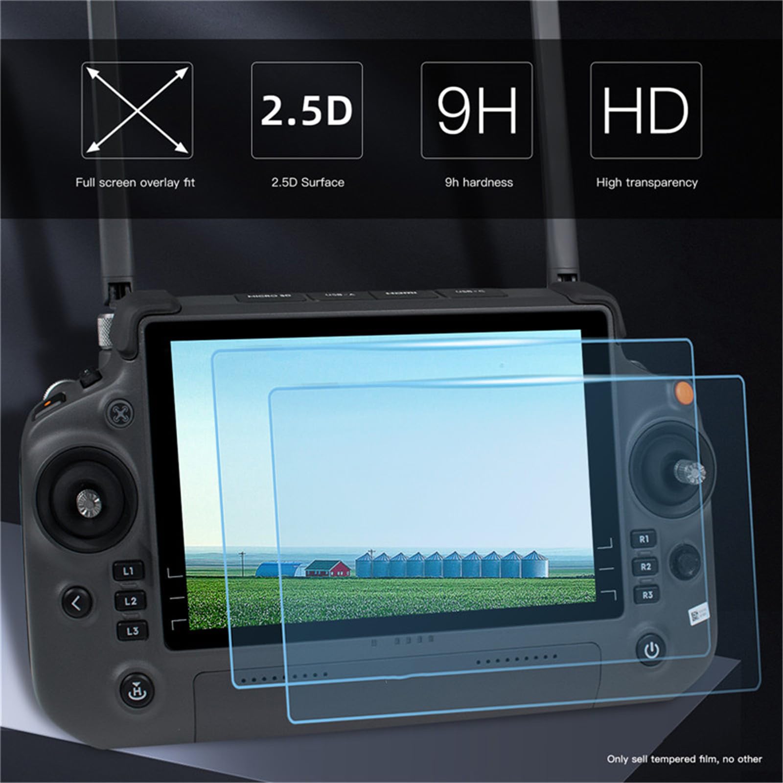 Pellicole HD per DJI RC PLUS 1/2 Telecomando 9H Durezza Protezione dello Schermo in Vetro Temperato per DJI Inspire 3/Matrice 4T/4E/Enterprise Matrice 30/30T/Matrice 350 RTK/AGRAS T70/T60/T50