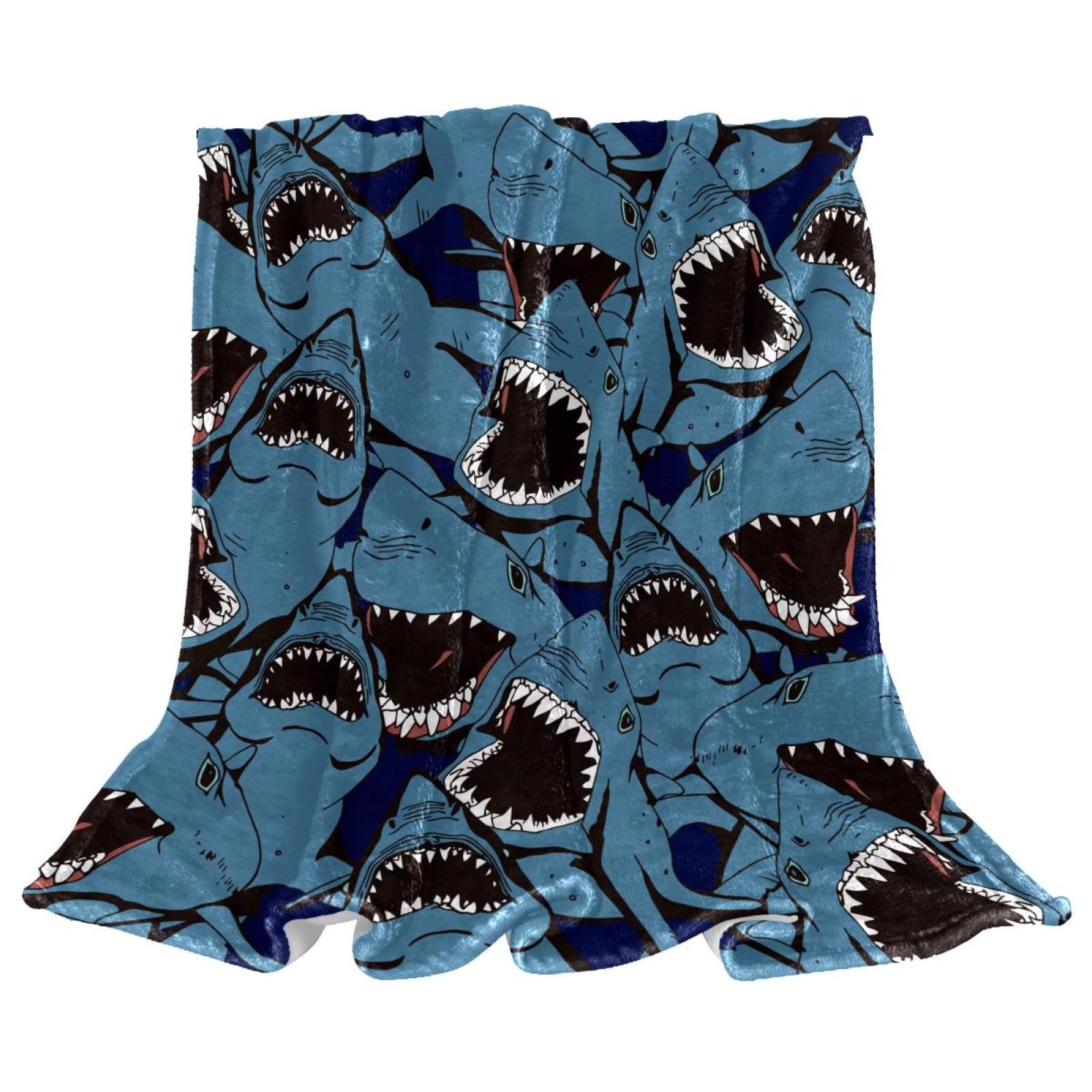 Couverture polaire requins 150x100 cm plaid de canapé et lit salon