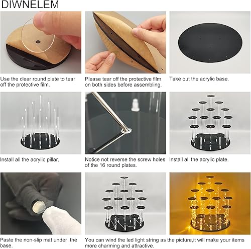 Miniatura 3 de DIWNELEM Soporte de acrílico para cupcakes de 16 niveles para cupcakes, coleccionables, figuras, comestics, perfumes, joyas, soporte organizador de