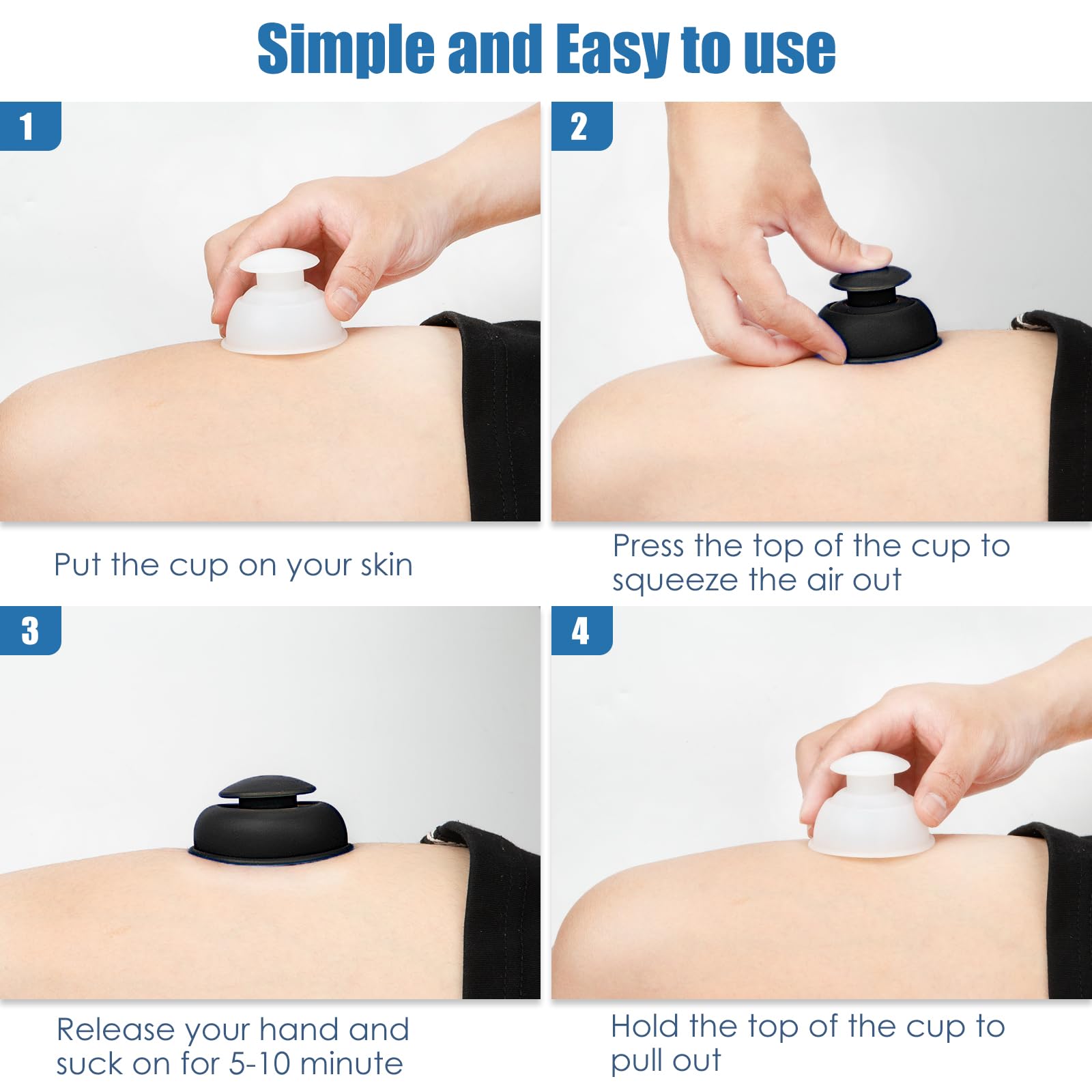 Juegos de terapia de ventosas de silicona, 10 unidades, ventosas profesionales al vacío para masaje miofascial, dolor en las articulaciones, anticelulitis, alivio muscular profundo y más (10 unidades