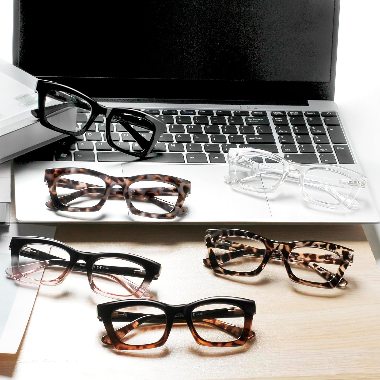 6 Pack Oprah Style Reading Glasses for Women Blue Light Blocking Computer Square Readers with Spring Hinge (Mix Color-8, 2.50, x) - Image 7