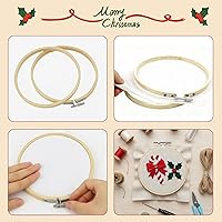 Vista 5 de BigOtters 12 aros de bordado de 3 pulgadas, anillo de aro ajustable de punto de cruz, círculo de bambú, al por mayor para adornos para el hogar