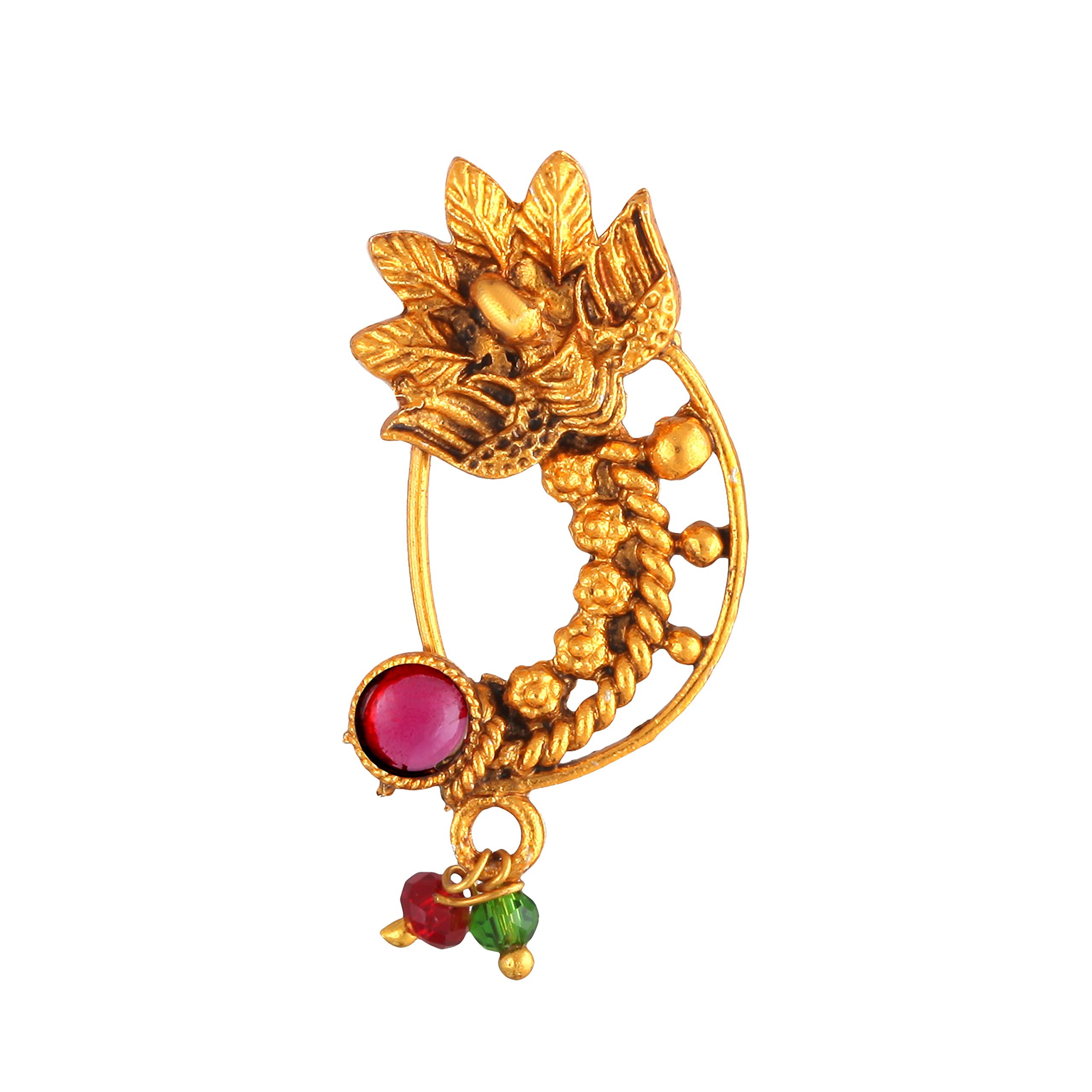 Vighnaharta Oxidised Gold with Artificial stone and beads Alloy Maharashtrian banu Nath Nathiya./ Nose Pin valentine day gift valentineday gift for her gift for him gift for women gift for women-VFJ1034NTH-Press (B09DT97S34) Amazon Price History, Amazon Price Tracker