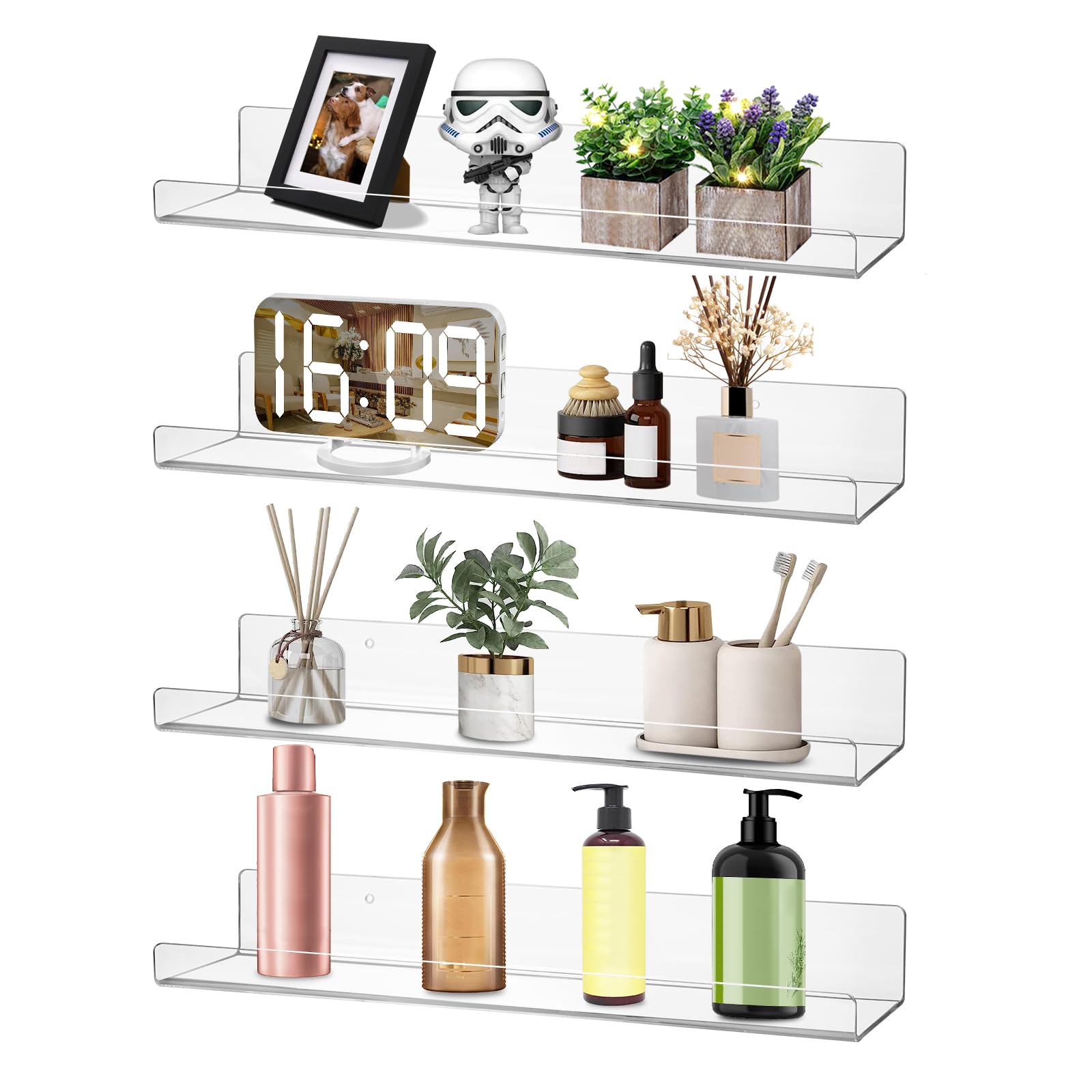 Étagère invisible en acrylique pour ranger et exposer les parfums et les figurines sur le mur