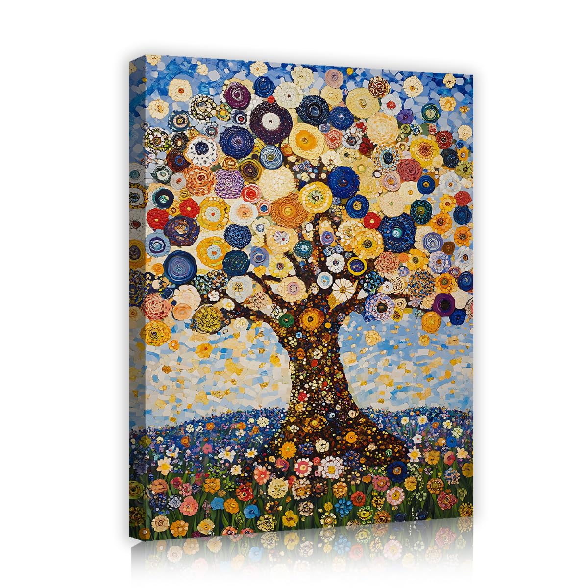 TOANGWALL Vibrant Floral Tree Canvas Wall Art Office Impressionist Colorful Blooming Prints for Study Guest Room Hotel Classroom Decor 85x100cm