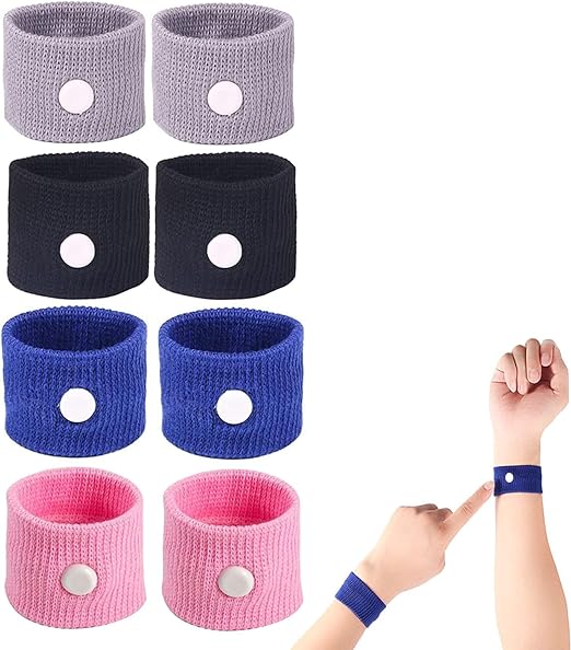 4 Pairs Travel Sickness Bands, Motion Sickness Relief Bands, Anti