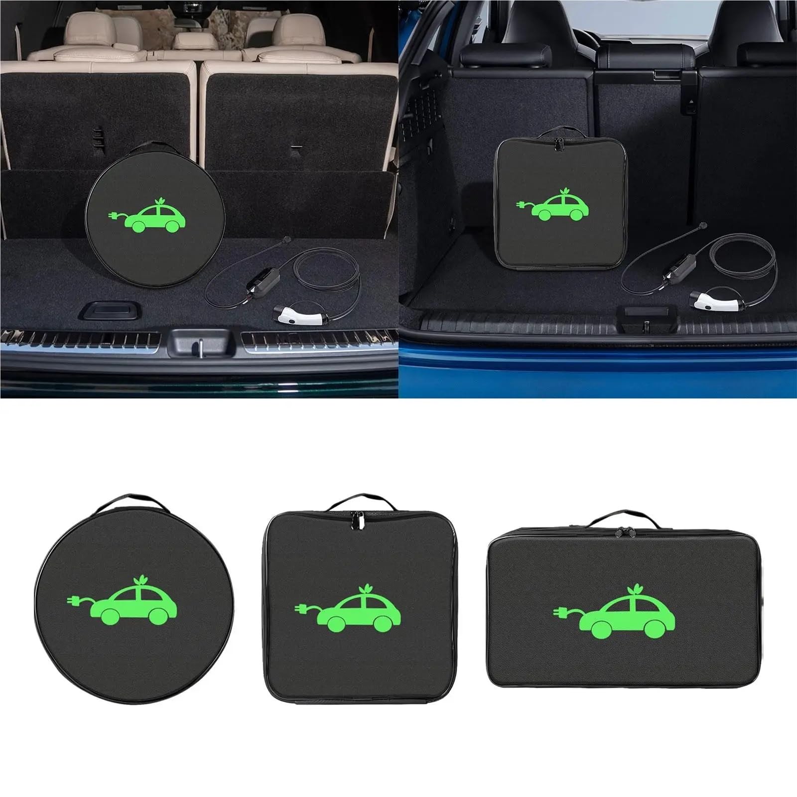 Borsa per Cavi Elettrici Borsa portacavi Impermeabile for Veicoli elettrici, Custodia for Cavi, Resistente all'Usura, Organizer for Cavi EV Leggero for Veicoli elettrici(Black-Round)
