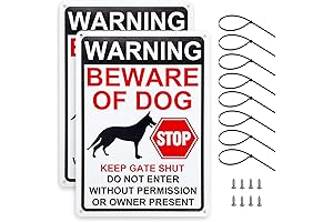 2 Pack Beware of Dog Signs Guard Dog Warning Signs for Property