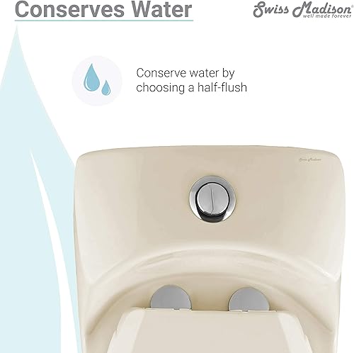 Vista 16 de Swiss Madison Well Made Forever SM-1T803BQ Chateau - Inodoro alargado de una pieza con descarga dual, acabado mate, 0.8/1.28 gpf