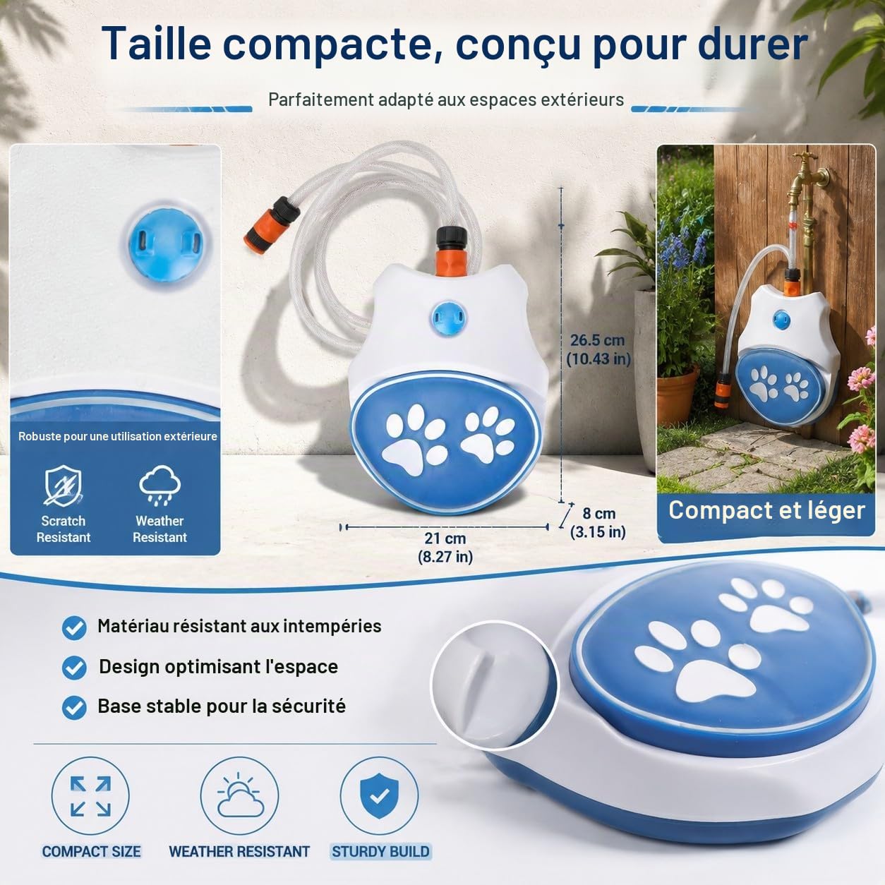 Fontaine à Eau pour Chien Extérieur, Arroseur pour Chien Activé par la Patte, Distributeur d’Eau avec Tuyau, Jet d’Eau Rafraîchissant pour Jardin, Jeu d’Eau pour Chien