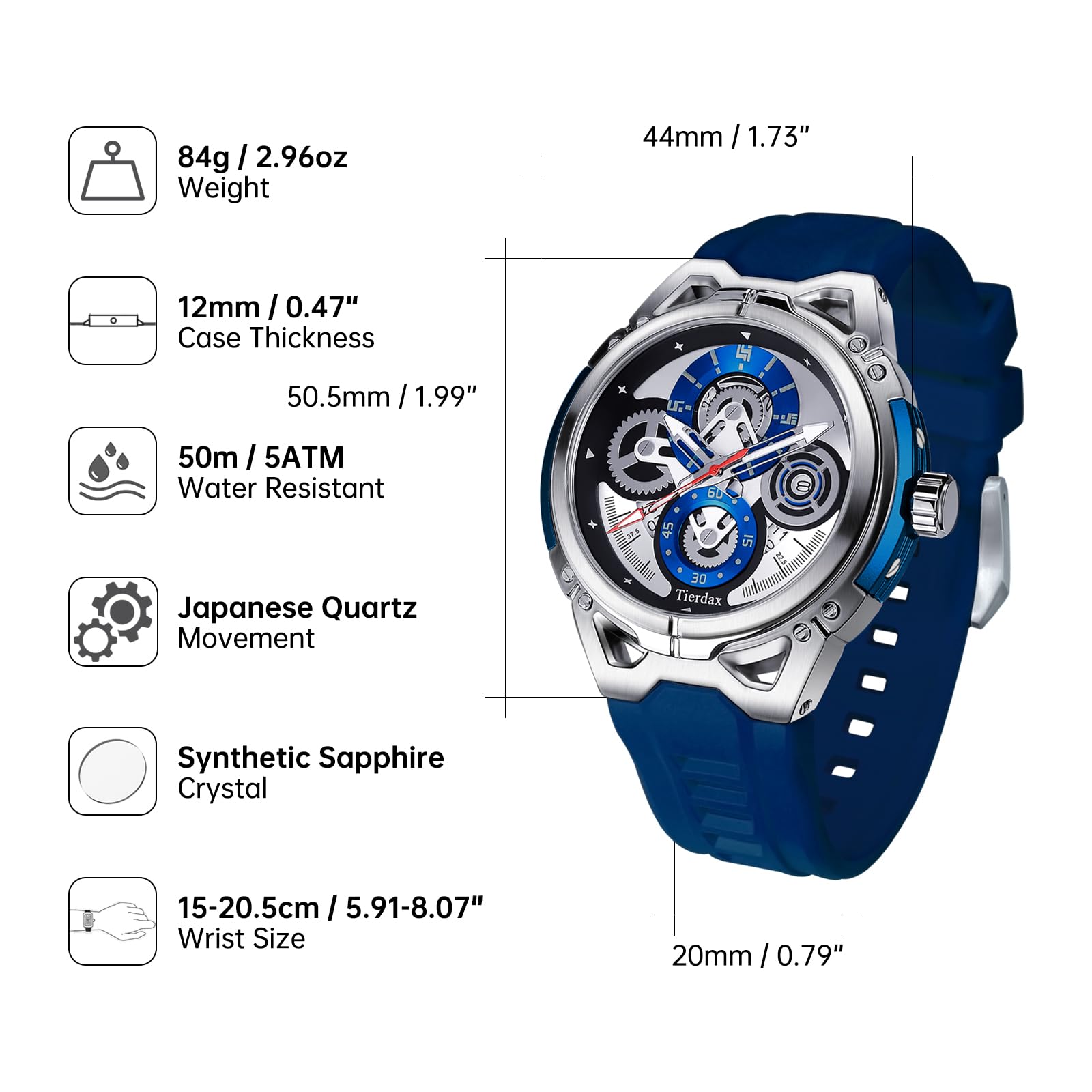 Reloj para hombre, impermeable, luminoso, analógico, de cuarzo, con correa de silicona con fecha