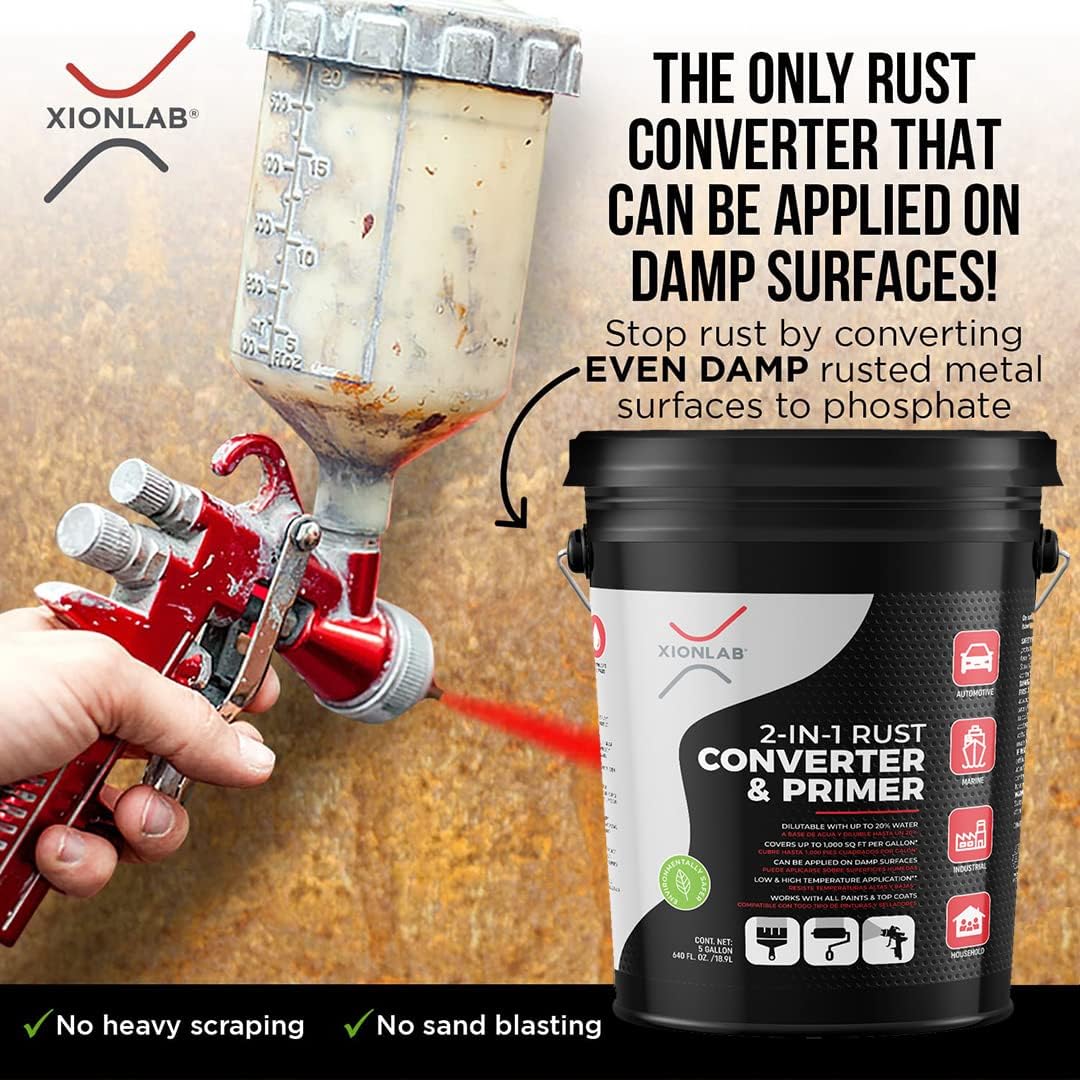2-in-1 Rust Converter & Metal Primer, Rust Inhibitor Paint for Metal, Automotive Rust Reformer, Industrial Grade Water Based, Heat Resistance & UV Resistant. Made in the USA. As Low As ~$0.12 Per Sqft*