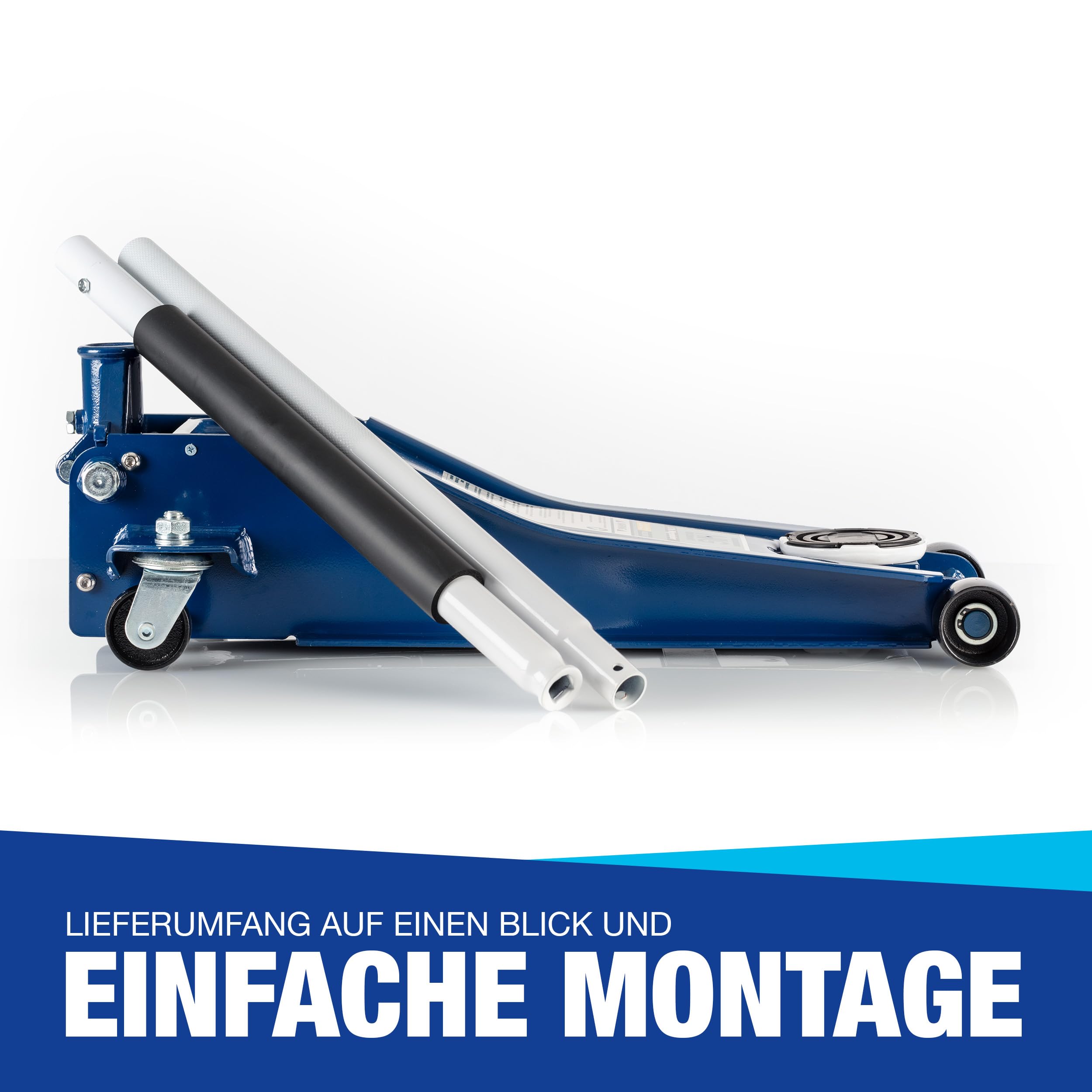 NTG Cric idraulico 3T (altezza di sollevamento 75-505 mm) Lowliner con doppio cilindro Cric professionale extra stabile per manovre 3000 kg in piano per SUV e auto ribassate Autovetture