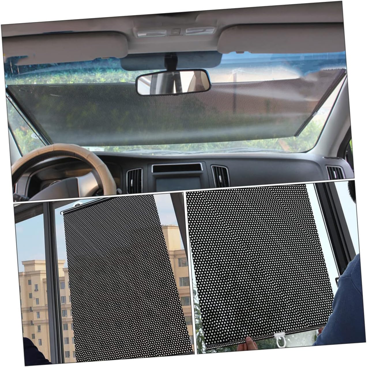 2Pcs Car Window Sun Shade Cover Breathable Mesh Auto Sunshade for Heat Protection Clips Suction Cups Fit for Vehicles Practical UV Shield Curtain