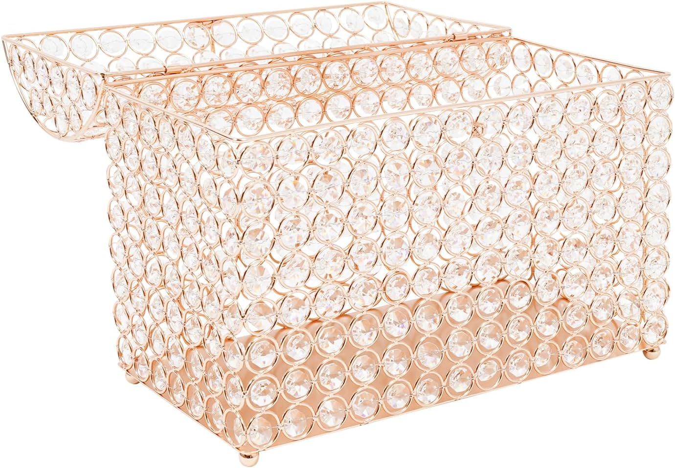 Crystal Wedding Card Box With Heart Lock, Gold Crystal Treasure Chest Money Card Gift Decorative Memory Box for Wedding Birthday Graduation Party