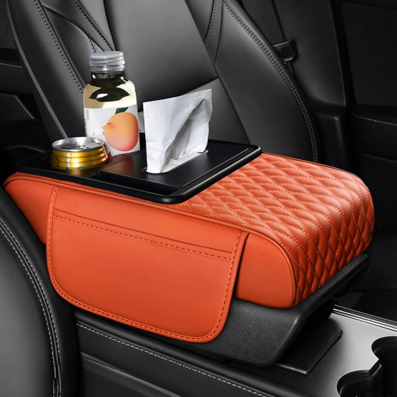 YETFDGH Car Center Console Cushion Pad for Renault Zoe Mégane E-Tech Electric Kangoo E-Tech, Leather Waterproof Armrest Seat Box Cover Protector