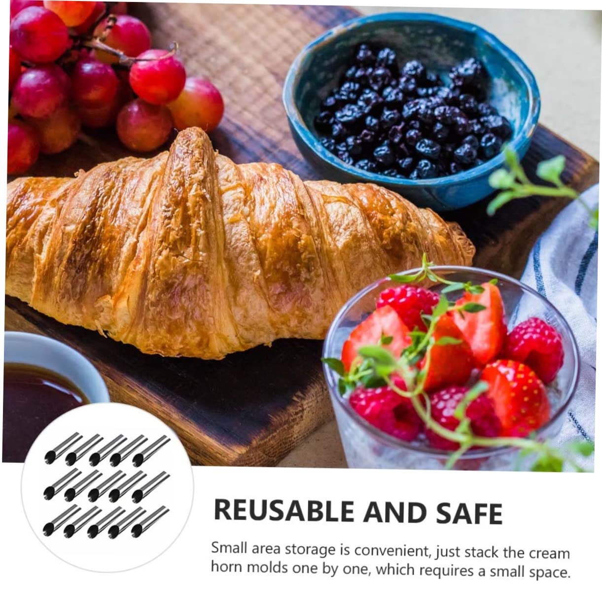 HOLIDYOYO Cannoli Tubes Croissant Molds Hollow Bread Baking Tubes 15pcs Set for Pastry