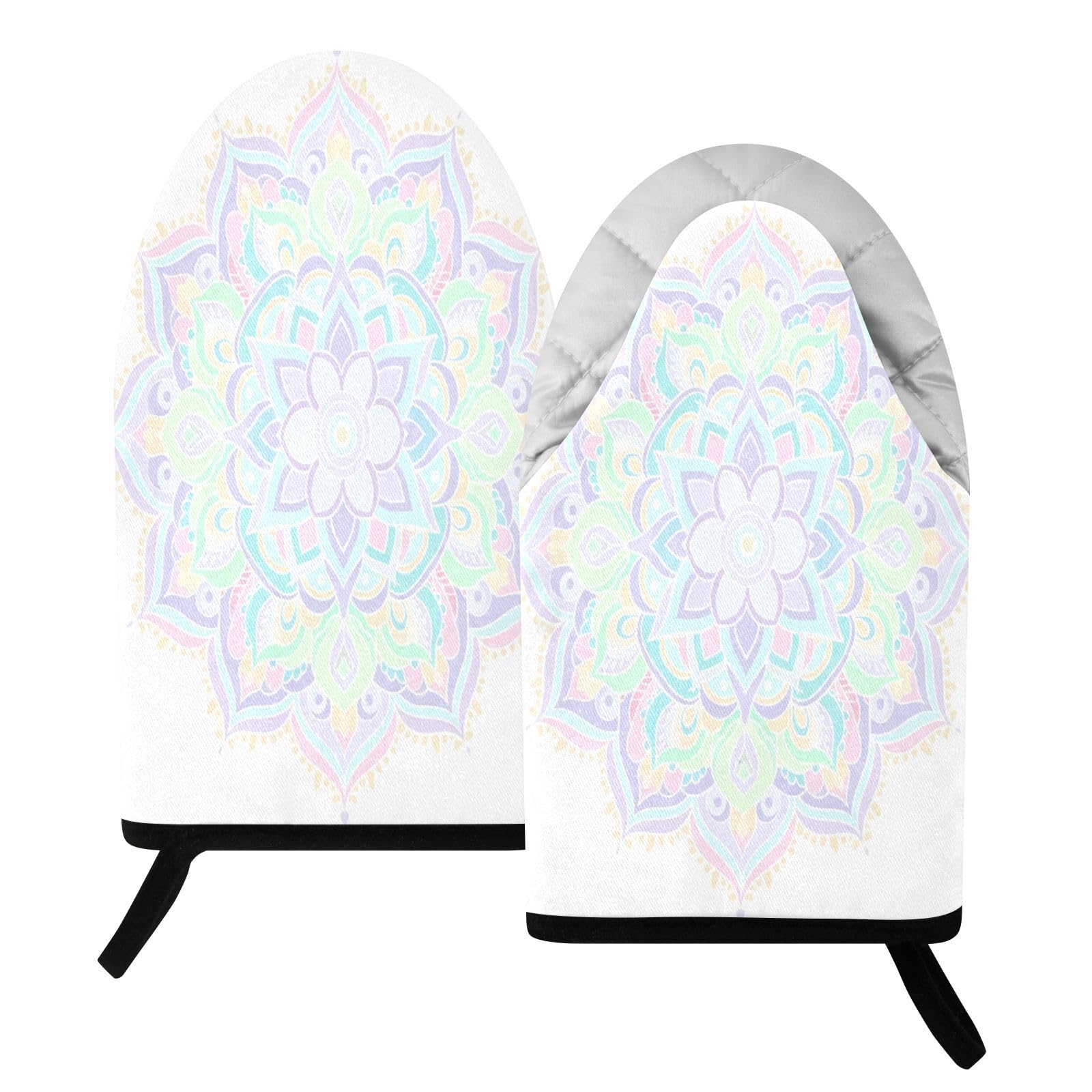 BURSTDDY Mandala Oven Mitt,Heat Resistant Kitchen Mitts for Cooking