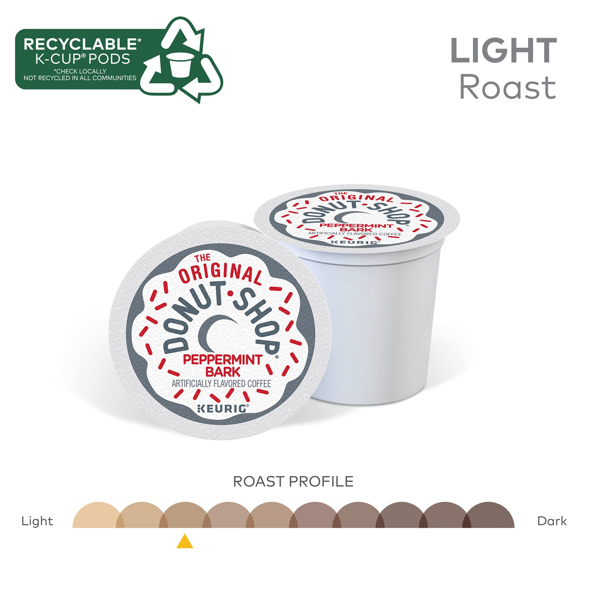 The Original Donut Shop Peppermint Bark Keurig K-Cup - Cápsulas de café tostado ligero (60 unidades)