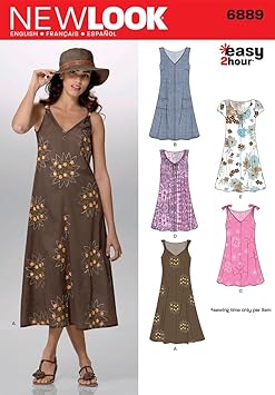 New Look Sewing Pattern 6889 Misses Dresses, Size A 8-10-12-14-16-18