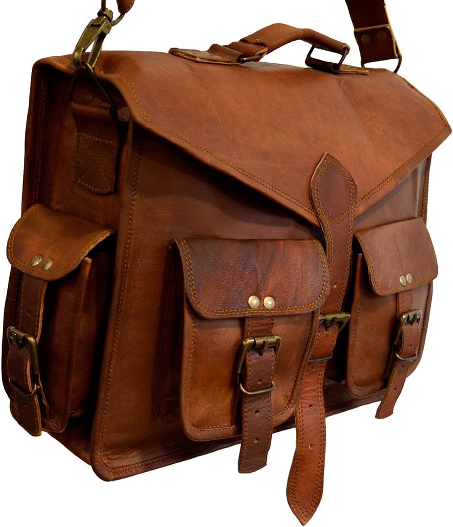 Madosh, Men's Messenger Bag Shoulder Crossbody Briefcase Brown Casual Office Laptop Bag