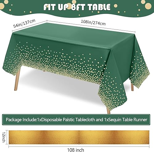 Miniatura 5 de Juego de mantel y camino de mesa de lentejuelas de 54 x 108 pulgadas, funda de mesa de confeti de lunares de plástico para comedor, decoraciones con
