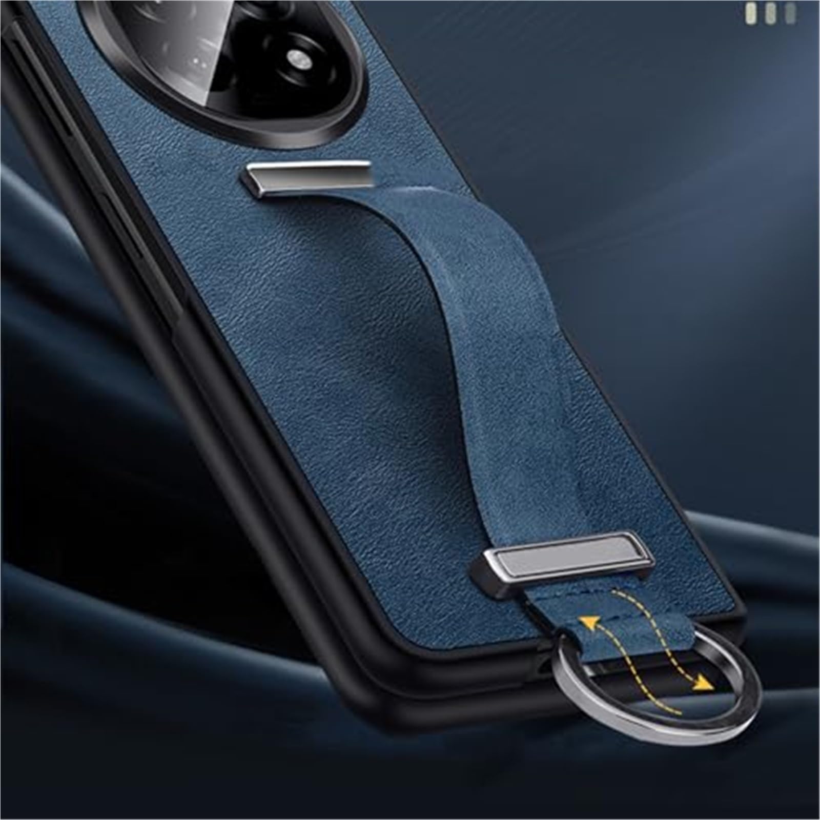 Funda para OPPO Find N6, Rasguño Y Resistente Cuero with Wristband Soporte Cámara Protectora Case(Negro)