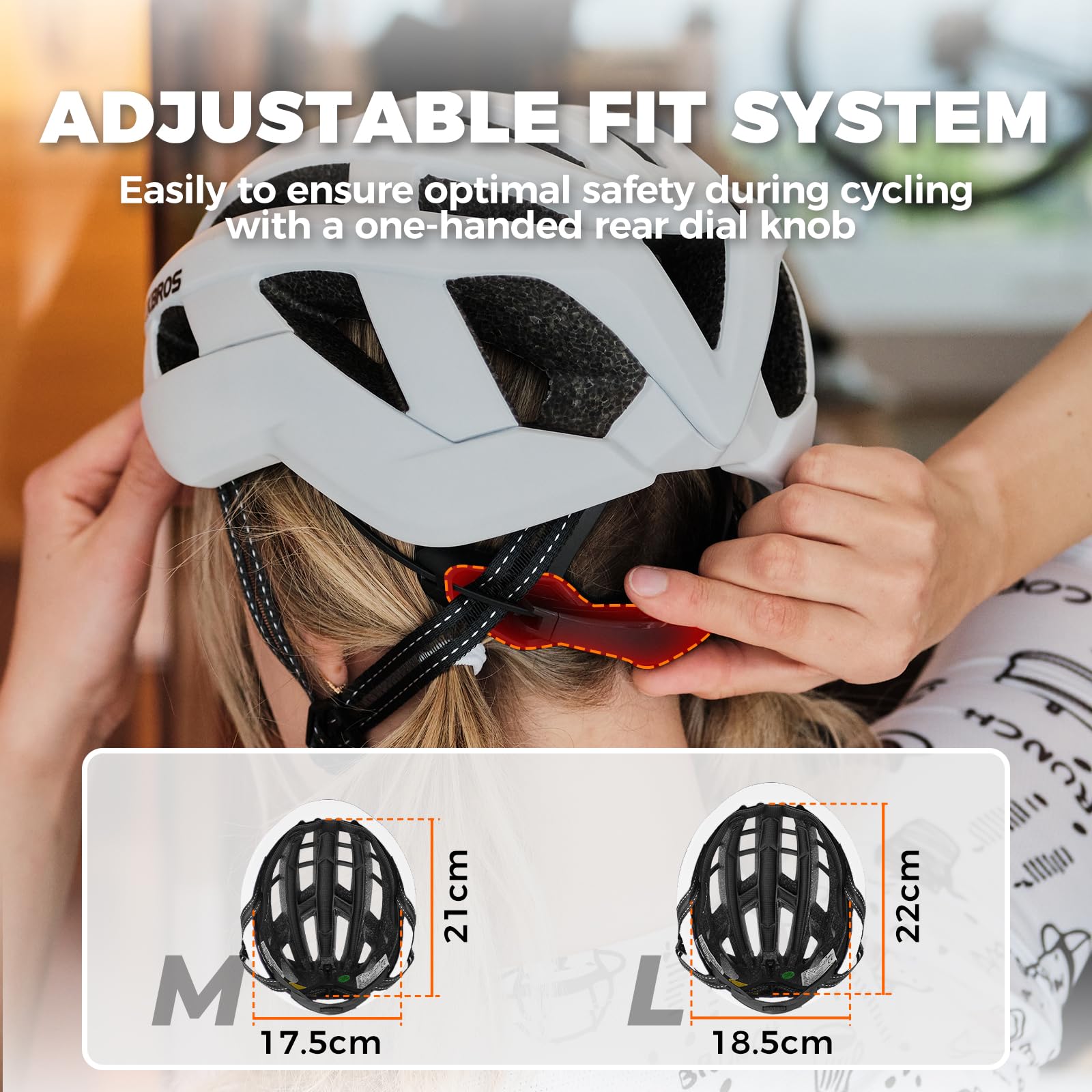 ROCKBROS Casco Bici, Casco Bicicletta, Casco da Ciclismo Ammortizzato, Casco Aerodinamico, Casco per Uomo Donna, Adatto per MTB, Bici da Corsa, M(54-58cm) / L(58-62cm)