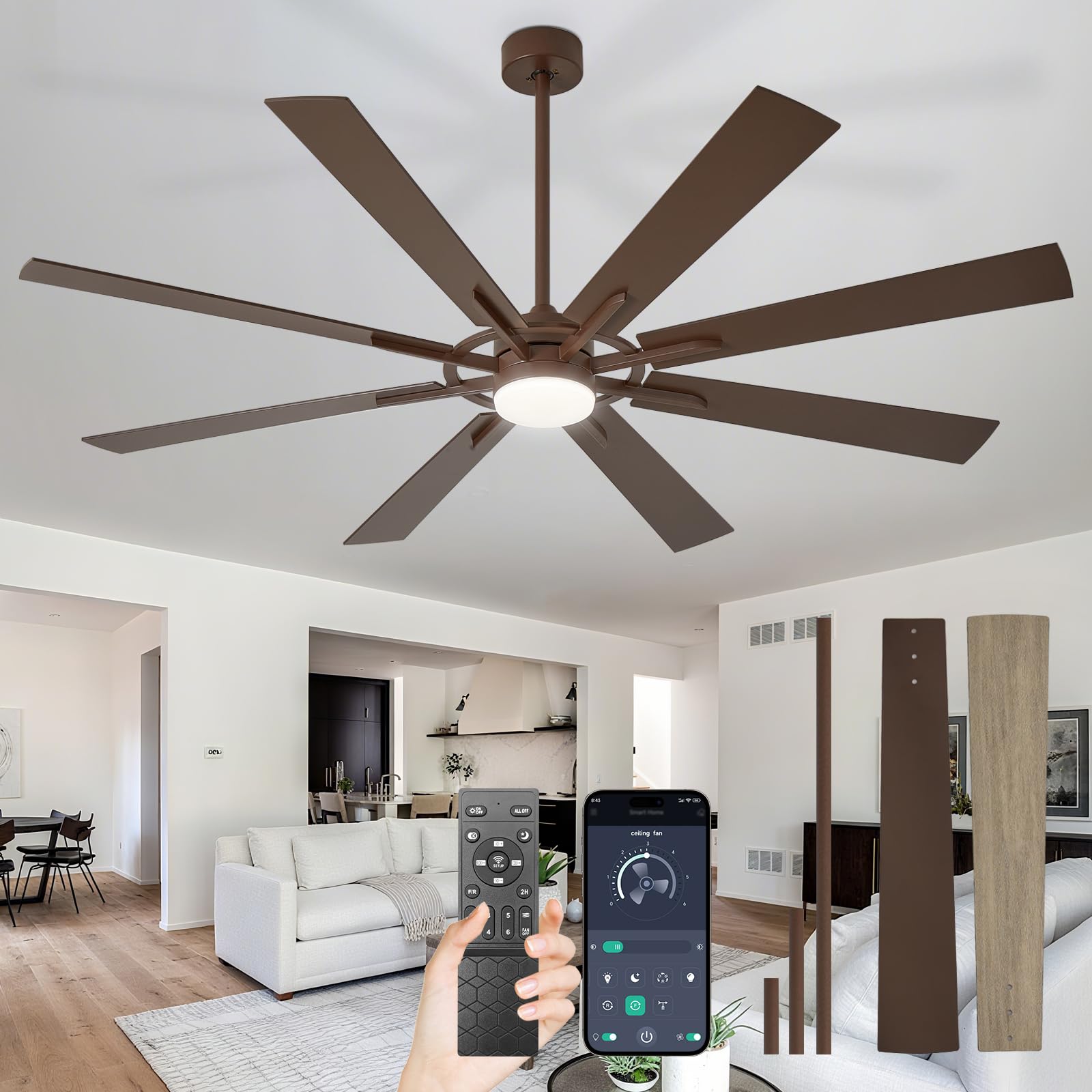 Photo 1 of ***Factory seal****

Depuley 72-Inch Ceiling Fan with Light: Modern 8-Blade Brown and Wood Grain Indoor Outdoor Fans with Remote App Control Dimmable Light - Ultra Quiet DC Motor Reversible 6 Speed Timer